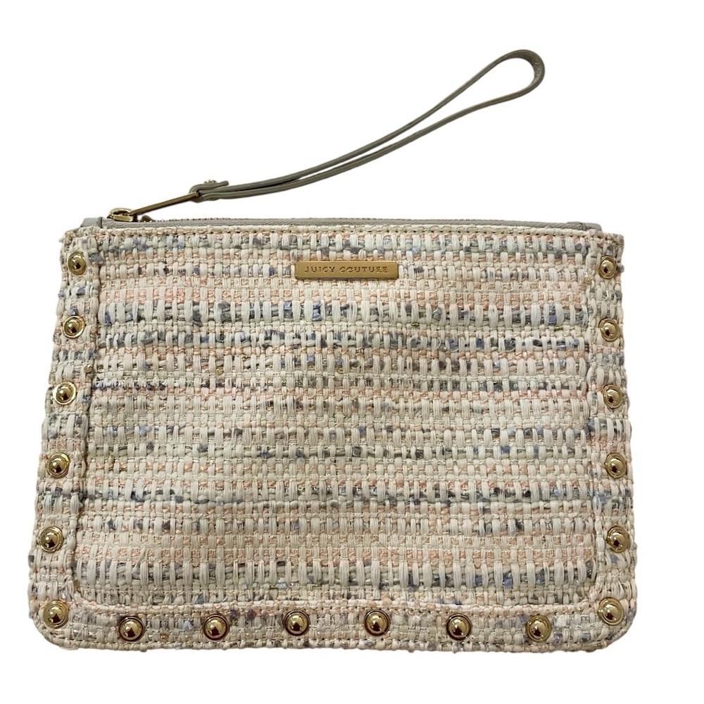 Juicy Couture Pastel and Gold Tweed Clutch Wristlet